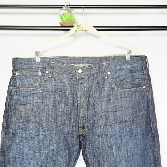 Levi's 501 Straight Leg Six Button Raw Denim Jeans - Picture 2 of 11